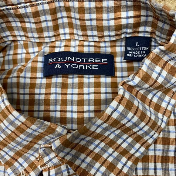 Roundtree & Yorke Mens Long Sleeve Button-Down Plaid Shirts 3 Pack L - Picture 5 of 11